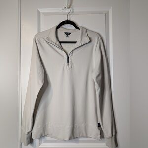 GOODMAN BRAND 1/4 Zip Pullover Cotton Sweatshirt Ivory Size Small